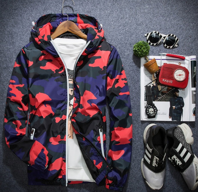 Camouflage Hooded Jacket – Luminous Zipper Windbreaker