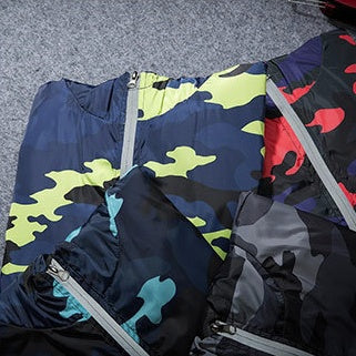 Veste à capuche camouflage – Coupe-vent à fermeture éclair lumineuse