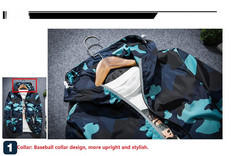 Camouflage Hooded Jacket – Luminous Zipper Windbreaker