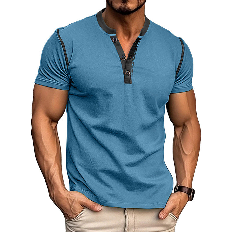 Button V-Neck Polo Shirt – Short Sleeve Men’s Top