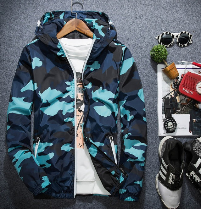 Camouflage Hooded Jacket – Luminous Zipper Windbreaker