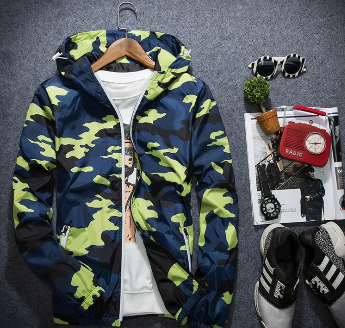 Camouflage Hooded Jacket – Luminous Zipper Windbreaker