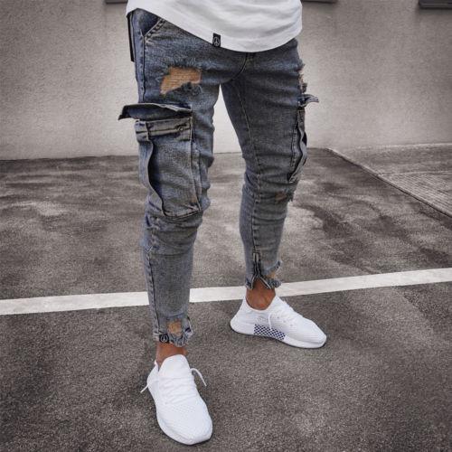 Cargo Hole Denim Jeans – Fashion Ripped Jeans