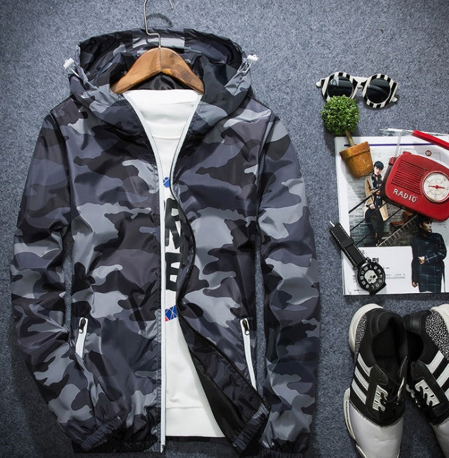 Camouflage Hooded Jacket – Luminous Zipper Windbreaker