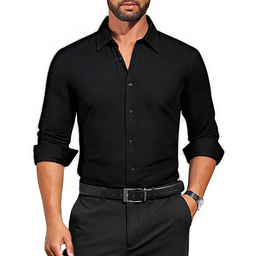 Chemise à manches longues respirante et infroissable pour hommes 