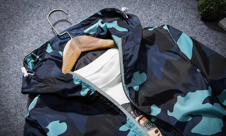 Camouflage Hooded Jacket – Luminous Zipper Windbreaker