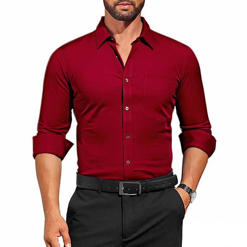 Breathable Wrinkle-Resistant Long Sleeve Shirt for Men