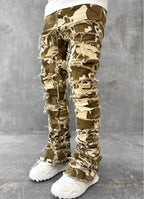 Stacked Ripped Jeans for Men – Fringe Patch Denim