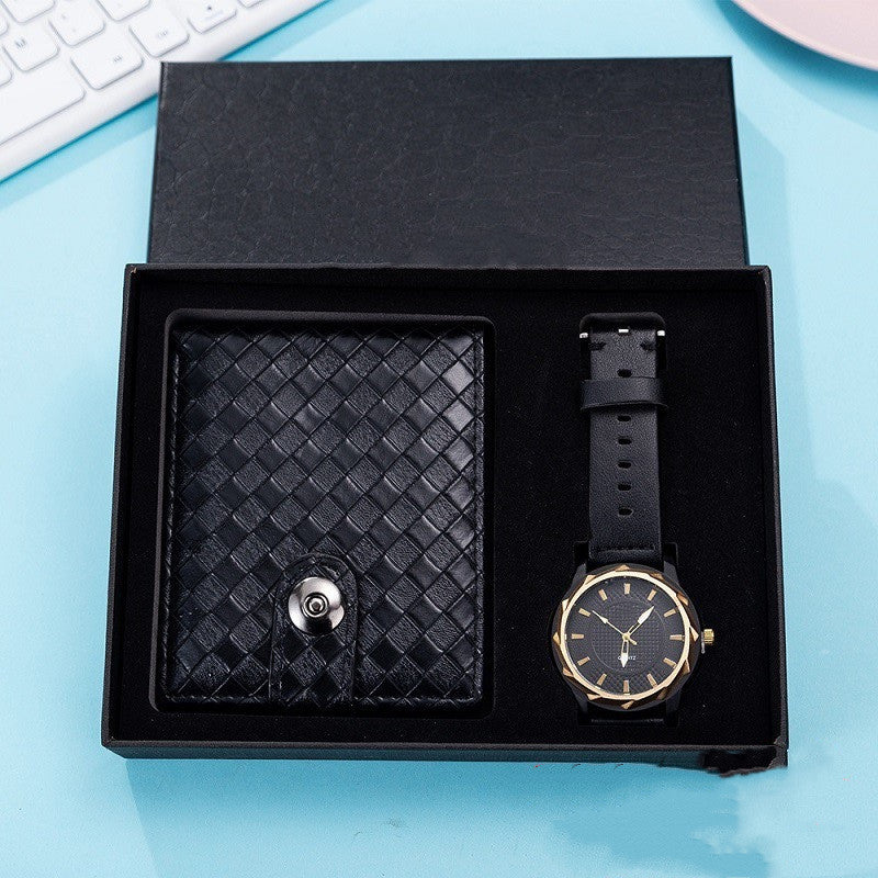 Coffret cadeau montre homme, portefeuille et sac en cuir