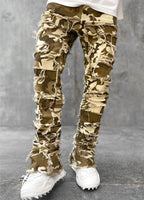 Stacked Ripped Jeans for Men – Fringe Patch Denim