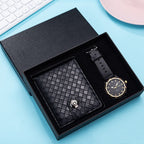 Coffret cadeau montre homme, portefeuille et sac en cuir