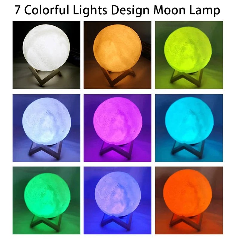 7-Color LED Moon Galaxy Night Light – Bedroom Decor Lamp