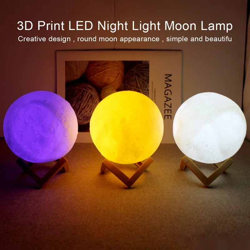 7-Color LED Moon Galaxy Night Light – Bedroom Decor Lamp