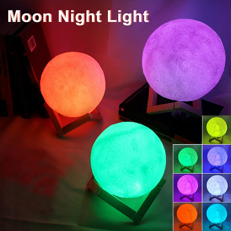 7-Color LED Moon Galaxy Night Light – Bedroom Decor Lamp