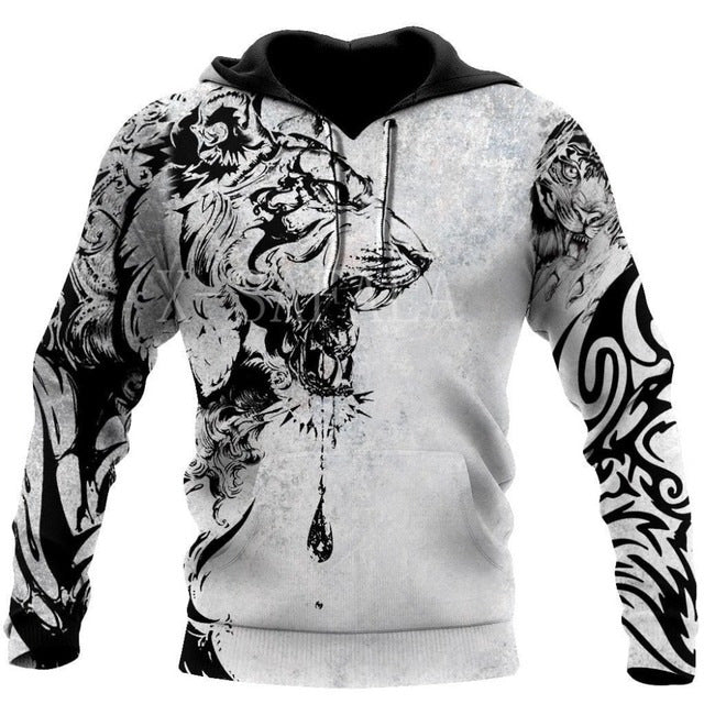 Men’s Animal Print Hoodie – Street Style Sweatshirt