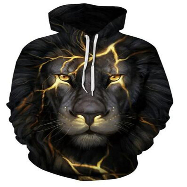 Men’s Animal Print Hoodie – Street Style Sweatshirt
