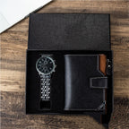 Coffret cadeau montre homme, portefeuille et sac en cuir