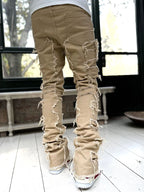 Stacked Ripped Jeans for Men – Fringe Patch Denim