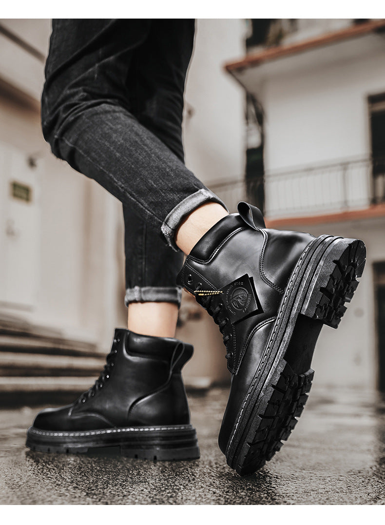 Men’s Vintage Leather Work Boots – Plus Size